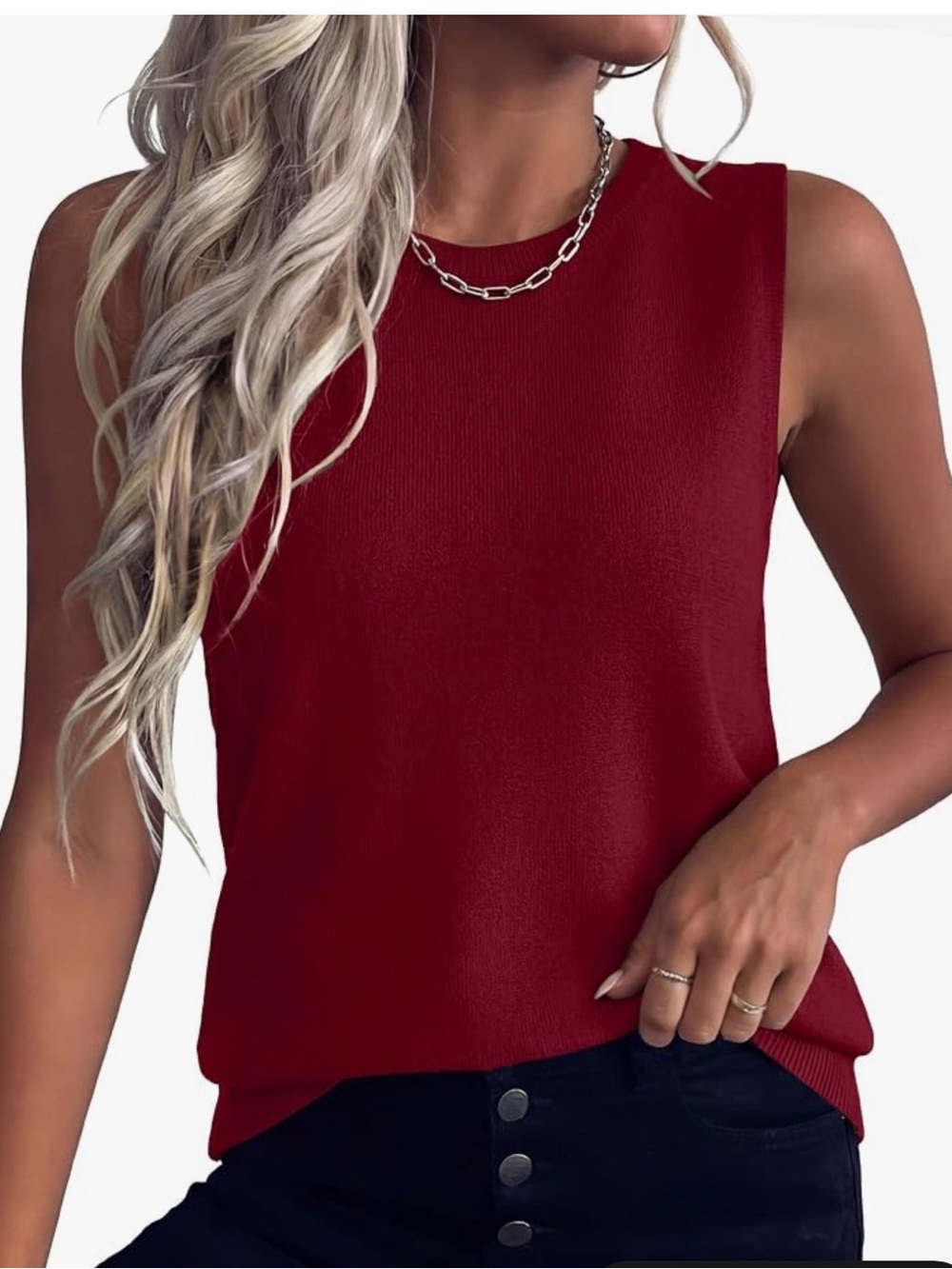 Sleeveless Burgundy Tank Top for Women - Classic Summer Layering